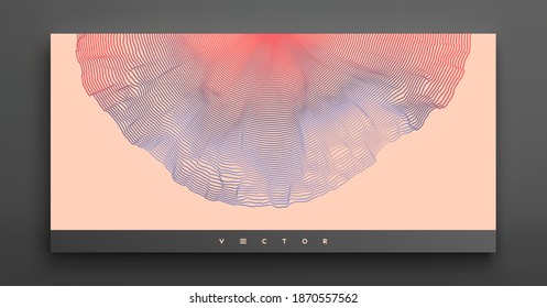 Cover design template. Abstract background with dynamic particles. Circular grid pattern. 3d vector illustration for business, science or technology.