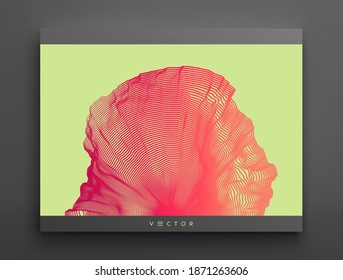 Plantilla de diseño de portada. Fondo abstracto con partículas dinámicas. Patrón circular de la rejilla. 3d ilustración vectorial para empresas, ciencia o tecnología.