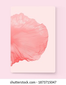 Plantilla de diseño de portada. Fondo abstracto con partículas dinámicas. Patrón circular de la rejilla. 3d ilustración vectorial para empresas, ciencia o tecnología.