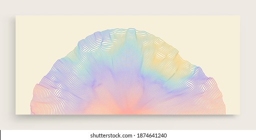 Cover design template. Abstract background with dynamic particles. Circular grid pattern. 3d vector illustration for business, science or technology.