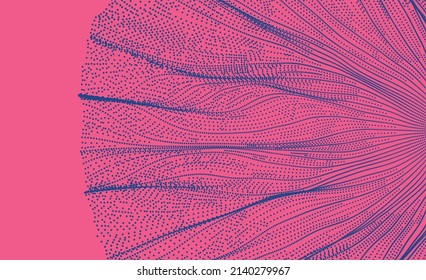Cover design template. Abstract background with dynamic particles. Circular grid pattern. 3d vector illustration for business, science or technology.