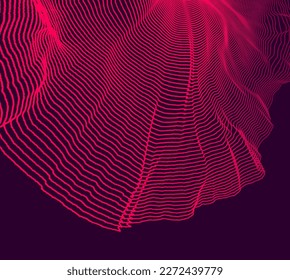 Cover design template. Abstract background with dynamic particles. Circular grid pattern. 3d vector illustration for business, science or technology.