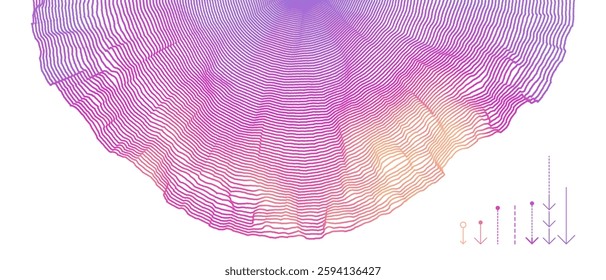 Cover design template. Abstract background with dynamic particles. Circular grid pattern. 3d vector illustration for business, science or technology.