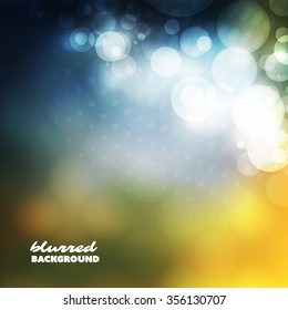 Cover Design Template with Abstract, Blurred, Colorful Background - Blue and Yellow