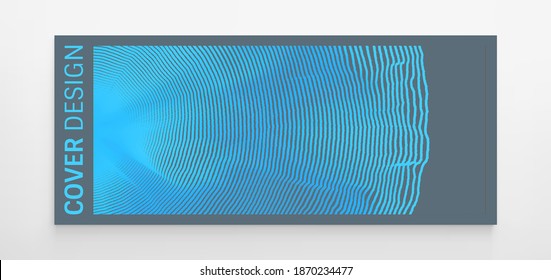 Cover design template. Abstract digital wave with dynamic particles. Sound wave. Big data visualization. 3d vector illustration for business, science or technology.