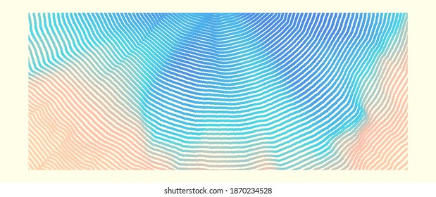 Plantilla de diseño de portada. Resumen de onda digital con partículas dinámicas. Ola sonora. Gran visualización de datos. 3d ilustración vectorial para empresas, ciencia o tecnología.