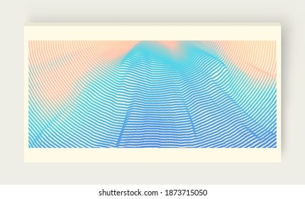 Cover design template. Abstract digital wave with dynamic particles. Sound wave. Big data visualization. 3d vector illustration for business, science or technology.