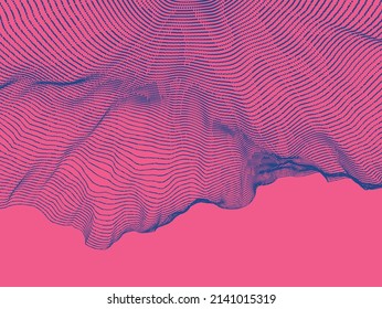 Cover design template. Abstract digital wave with dynamic particles. Sound wave. Big data visualization. 3d vector illustration for business, science or technology.