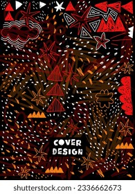 plantilla de diseño de portada. color claro dibujado a mano de doodle abstracto en la oscuridad