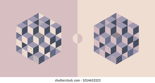 Cover design template. Abstract geometric background with cubes. Vector illustration. Can be used for advertising, marketing, presentation.