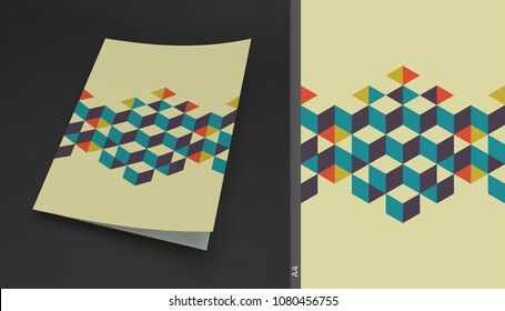 Cover design template. Abstract geometric background with cubes. Vector illustration. Can be used for advertising, marketing, presentation.