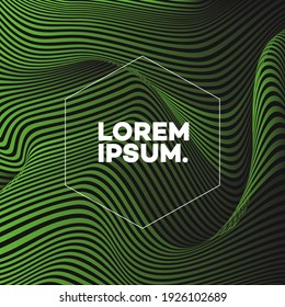 Plantilla de diseño de portada con líneas abstractas color verde estilo moderno gradiente para libro de decoración, volante, revista, catálogo, afiche, folleto, presentación, etc. Ilustración vectorial
