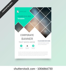 Cover design template for annual report. Abstract modern vector illustration. Cover presentation on a4. Abstract presentation templates. Flyer text font. Ad flyer text. White a4 brochure cover design.