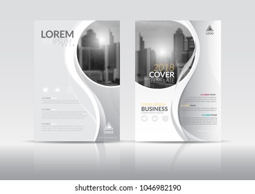 Cover Design template, annual report cover, flyer, presentation, brochure. Front page design layout template with bleed in A4 size. Black and  white colors with abstract curve background templates.