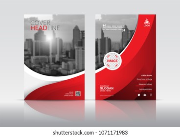 Cover Design template, annual report cover, flyer, presentation, brochure. Front page design layout template with bleed in A4 size. Red and white colors with abstract background templates.