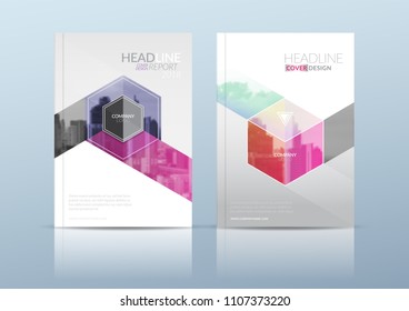 Cover Design template, annual report cover, flyer, presentation, brochure. Front page design layout template with bleed in A4 size. Multi colors with abstract background templates.