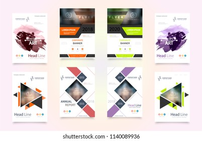 Cover design template for annual report. Abstract modern vector illustration. Cover presentation on a4. Abstract presentation templates. Flyer text font. Ad flyer text. White a4 brochure cover design.