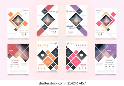 Cover design template for annual report. Abstract modern vector illustration. Cover presentation on a4. Abstract presentation templates. Flyer text font. Ad flyer text. White a4 brochure cover design.