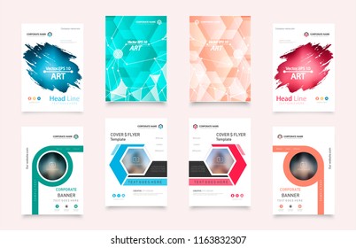 Cover design template for annual report. Abstract modern vector illustration. Cover presentation on a4. Abstract presentation templates. Flyer text font. Ad flyer text. White a4 brochure cover design.