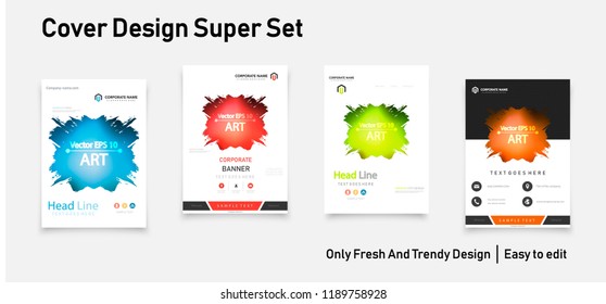 Cover design template for annual report. Abstract modern vector illustration. Cover presentation on a4. Abstract presentation templates. Flyer text font. Ad flyer text. White a4 brochure cover design.
