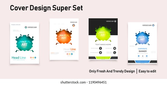 Cover design template for annual report. Abstract modern vector illustration. Cover presentation on a4. Abstract presentation templates. Flyer text font. Ad flyer text. White a4 brochure cover design.