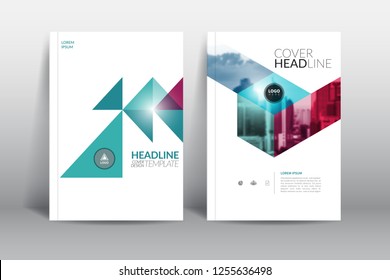 Cover Design template, annual report cover, flyer, presentation, brochure. Front page design layout template with bleed in A4 size. green and red colors with abstract background templates.