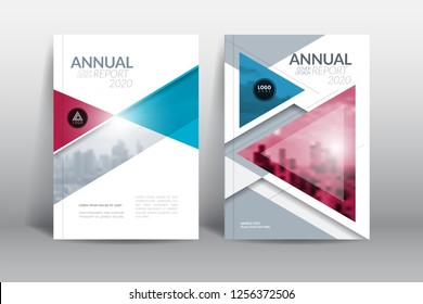 Cover Design template, annual report cover, flyer, presentation, brochure. Front page design layout template with bleed in A4 size. red blue gray colors with abstract background templates.
