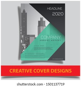 Cover design template for annual report. Abstract modern vector illustration. Cover presentation on a4. Abstract presentation templates. Flyer text font. Ad flyer text. White a4 brochure cover design