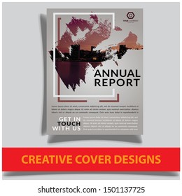 Cover design template for annual report. Abstract modern vector illustration. Cover presentation on a4. Abstract presentation templates. Flyer text font. Ad flyer text. White a4 brochure cover design