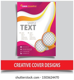 Cover design template for annual report. Abstract modern vector illustration. Cover presentation on a4. Abstract presentation templates. Flyer text font. Ad flyer text. White a4 brochure cover design.