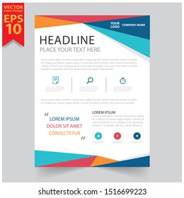 Cover design template for annual report. Abstract modern vector illustration. Cover presentation on a4. Abstract presentation templates. Flyer text font. Ad flyer text. White a4 brochure cover design.