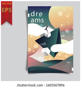 Cover design template for annual report. Abstract modern vector illustration. Cover presentation on a4. Abstract presentation templates. Flyer text font. Ad flyer text. White a4 brochure cover design