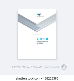 Cover design template for annual report. Brochure or leaflet in A4 with grey triangle arrow for business in flat material design style with overlay effect. Abstract modern vector illustration.