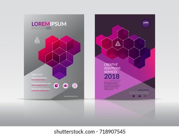 Cover Design template, annual report cover, flyer, presentation, brochure. Front page design layout template with bleed in A4 size. Multi colors with polygon vectors background templates.