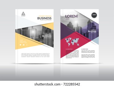 Cover Design template, annual report cover, flyer, presentation, brochure. Front page design layout template with bleed in A4 size. Multi-colors with building background templates.
