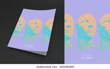 Cover design template. Applicable for placards, banners, book covers, brochures, planners or notebooks. 3d vector illustration with place for text. 