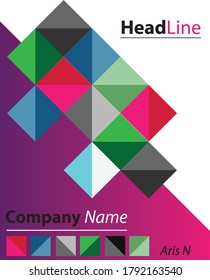 Cover Design Template Background Geometric Purple and Many Colors 