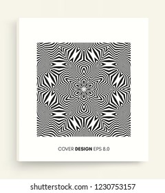 Plantilla de diseño de portada. Diseño en blanco y negro. Resumen de fondo rayado. Ilustración vectorial. 