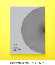 Plantilla de diseño de portada. Patrón blanco y negro con ilusión óptica. Aplicable a carteles, carteles, portadas de libros, folletos, planificadores o cuadernos. Ilustración vectorial 3d. 