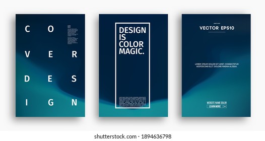 Cover design template with blue gradient. Wave vector illustration. Gradient mesh poster abstract background. Fluid banner design.