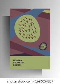 Cover design template for book, magazine, brochure, catalog. Pattern with hand drawn textures. Retro style. A4 format. EPS 10 vector