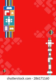 Cover design template for booklet and flyer design with furniture flat icons for interior design. Eps10 vector illustration