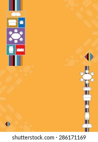 Cover design template for booklet and flyer design with furniture flat icons for interior design. Eps10 vector illustration