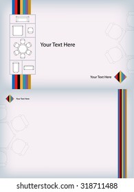 Cover design template for booklet and flyer design with furniture flat icons for interior design. Eps10 vector illustration