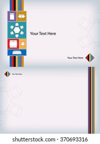 Cover design template for booklet and flyer design with furniture flat icons for interior design. Eps10 vector illustration