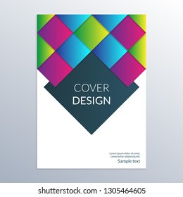 Cover design template. Brochure layout for commercial or business report with modern geometric shapes. Vector illustration.