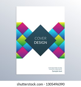 Cover design template. Brochure layout for commercial or business report with modern geometric shapes. Vector illustration.