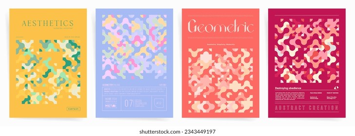 Cover design template for business brochure, annual report, book, magazine, flyer, booklet, leaflet, catalog, magazine, annual report. Set of abstract geometric patterns.