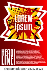 Cover design template with comic book elements, abstract comics background, modern vector cartoon illustration for book cover, flyer, banner or brochure.