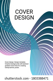 Diseño de portada. Plantilla de diseño. Fondos creativos con líneas de onda de gradiente abstracto para crear pancartas, afiches de moda